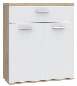 Cabinet din pal cu 1 sertar si 2 usi Winer Stejar Sonoma / Alb, l80xA35xH93 cm