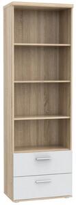 Biblioteca din pal cu 2 sertare Winer Stejar Sonoma / Alb, l60,2xA34,8xH189 cm