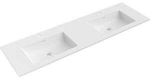 Mexen Otis, chiuvetă dublă încastrată în blat 161 × 46,5 cm, alb mat, 25181601D