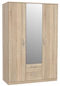 Dulap cu oglinda din pal, cu 3 usi si 2 sertare Nikita Stejar Sonoma, l122xA52,7xH185 cm