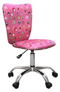 Scaun de birou pentru copii Pink Bubbles, cadru cromat, textil, roz/multicolor