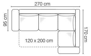 Coltar Veronese Mini Extensibil cu Arcuri Ondulate si Spuma Poliuretanica, Sezlong pe Dreapta, Suprafata de Dormit 200x120 cm, cu Lada de Depozitare, l270xA170xH80 cm