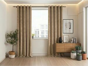 Perdea opaca ELVIO VELVET 140x250 cm, bej Agatat: Inele metalice