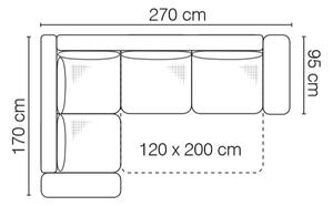 Coltar Veronese Mini Extensibil cu Arcuri Ondulate si Spuma Poliuretanica, Sezlong pe Stanga, Suprafata de Dormit 200x120 cm, cu Lada de Depozitare, l270xA170xH80 cm