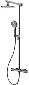Sistem de duș cu termostat AVITAL Topino, duș fix Ø22,5 cm, pară duș 3 funcții, furtun duș 1,5m, grafit