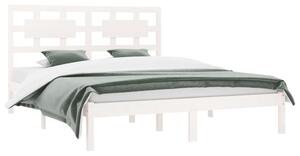 Cadru de pat Super King, alb, 180x200 cm, lemn masiv de pin