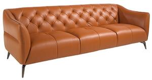 Canapea 3 locuri din piele naturala capitonata Cowhide leather brown