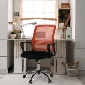 Scaun de birou, mesh portocaliu material textil negru, APOLO NEW