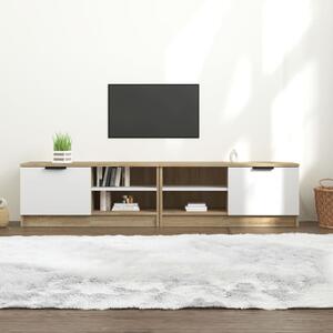 Comodă TV,2 buc.,alb&stejar Sonoma,80x35x36,5 cm,lemn prelucrat