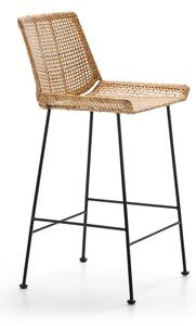 Scaun din rachita design industrial negru, natural 50x49cm