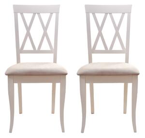 Set 2 scaune dining din lemn de fag Venetia, cadru alb, textil Etna 09