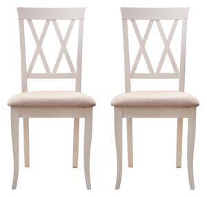 Set 2 scaune dining din lemn de fag Venetia, cadru alb, textil Regent plain 03