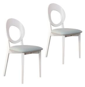 Set 2 scaune dining din lemn de fag Cosmo, cadru alb, textil Melva 70