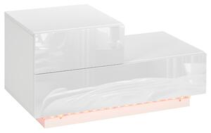 Noptieră LED Modernă HOMCOM | 16 Culori RGB cu Telecomandă | 2 Sertare | PAL | 70x37x38 cm | Alb | Aosom Romania