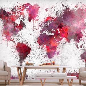 Fototapet - World Map: Red Watercolors