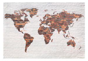 Fototapet - World Map: Brick Wall