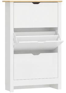 HOMCOM Dulap Slim pentru 18 Pantofi, 3 Sertare cu 2 Rafturi Reglabile Alb | Aosom Romania