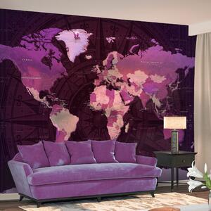Fototapet - Purple World Map