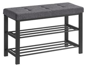 Banca cu spatiu de depozitare pentru incaltaminte cu sezut gri MOBRIX 81x49 cm, negru