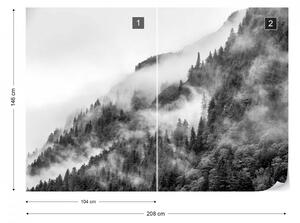 Fototapet - Ceață peste Pădure – Alb-Negru