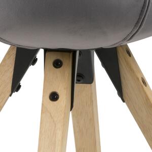 Scaun tapitat cu stofa si picioare din lemn Dima Velvet Gri Inchis / Stejar, l48,5xA55xH85 cm