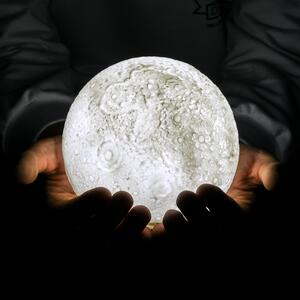 Umidificator aromaterapie cu lampa de veghe, luna onuvio® moon 3d, 880 ml, 13 cm, lumina 3 culori, stand lemn, extra filtru si ulei esential 10ml