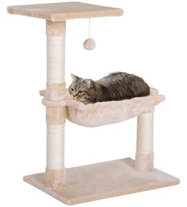 PawHut Turn pentru Pisici max 3.6kg, Copac pentru Zgariat pentru Pisici ca hamac si Minge Agatata din Lemn si Plus, 50x36x70cm, Bej | Aosom Romania