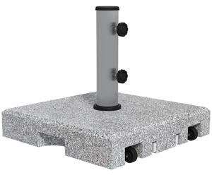 Outsunny Bază Umbrelă 28kg din Granit, Suport cu Maner Extensibil și Roți, 41x41x37.5cm, Gri | Aosom Romania