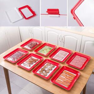 Set 4 tăvi clever tray pentru păstrarea alimentelor, reutilizabile, depozitare ușoară