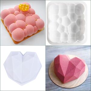 Set doua forme silicon inima si nor 3d bubble, pentru copt blat, tort, onuvio™
