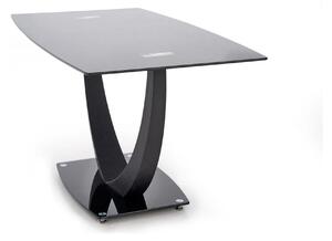 Masa ANTON, negru transparent/negru, sticla/metal, 140x80x75 cm