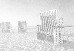 Fototapet - Relaxare pe Plajă – Alb-Negru