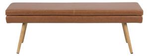 Banca tapitata cu piele ecologica si picioare din lemn Nora Maro / Stejar, l140xA40,5xH47,5 cm