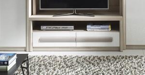 Comoda TV ROMA 4, alb/gri/stejar, PAL laminat, 120x53x44 cm