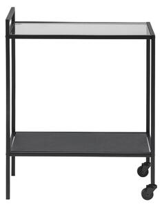 Masa minibar mobila din sticla si metal Seaford Negru, L60xl30xH75cm