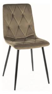 Scaun TOM, verde olive/negru, stofa catifelata/negru, 45x39x91 cm