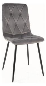 Scaun TOM, gri/negru, stofa catifelata/metal, 45x39x91 cm