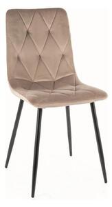 Scaun TOM, bej/negru, stofa catifelata/metal, 45x39x91 cm
