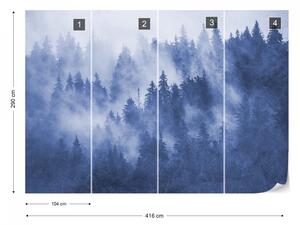 Fototapet - Pădure de Brazi în Ceață – Albastru