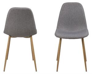 Set 4 scaune tapitate cu stofa si picioare metalice Wilma Gri Deschis / Stejar, l44,5xA56xH84 cm