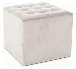 Taburet LORI, stofa catifelata gri deschis, 39x39x34 cm