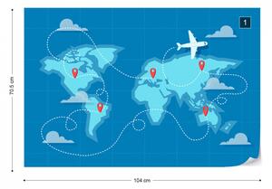 Fototapet Harta Lumii – Călătorie cu Avionul