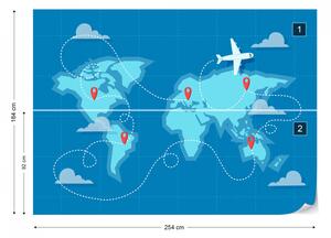 Fototapet Harta Lumii – Călătorie cu Avionul