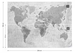 World Map Textured Monochrome