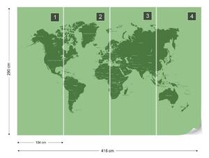 Fototapet Modern World Map Green