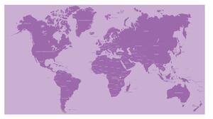 Fototapet Modern World Map Purple