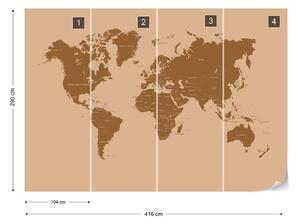 Fototapet Modern World Map Sepia