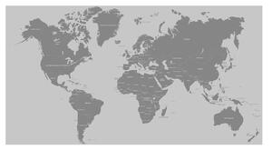 Fototapet Modern World Map Monochrome