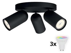 Philips - Spot LED RGBW reglabil PONGEE, 3x GU10 / 4,8 W / 230 V, negru + telecomandă