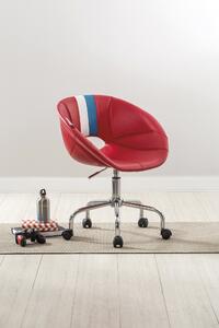 Scaun de birou pentru copii, tapitat cu piele ecologica Biseat Red, l61xA56xH76-83 cm